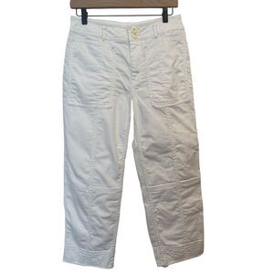 Anthropologie White Crop Barrel Leg Pants Size 28